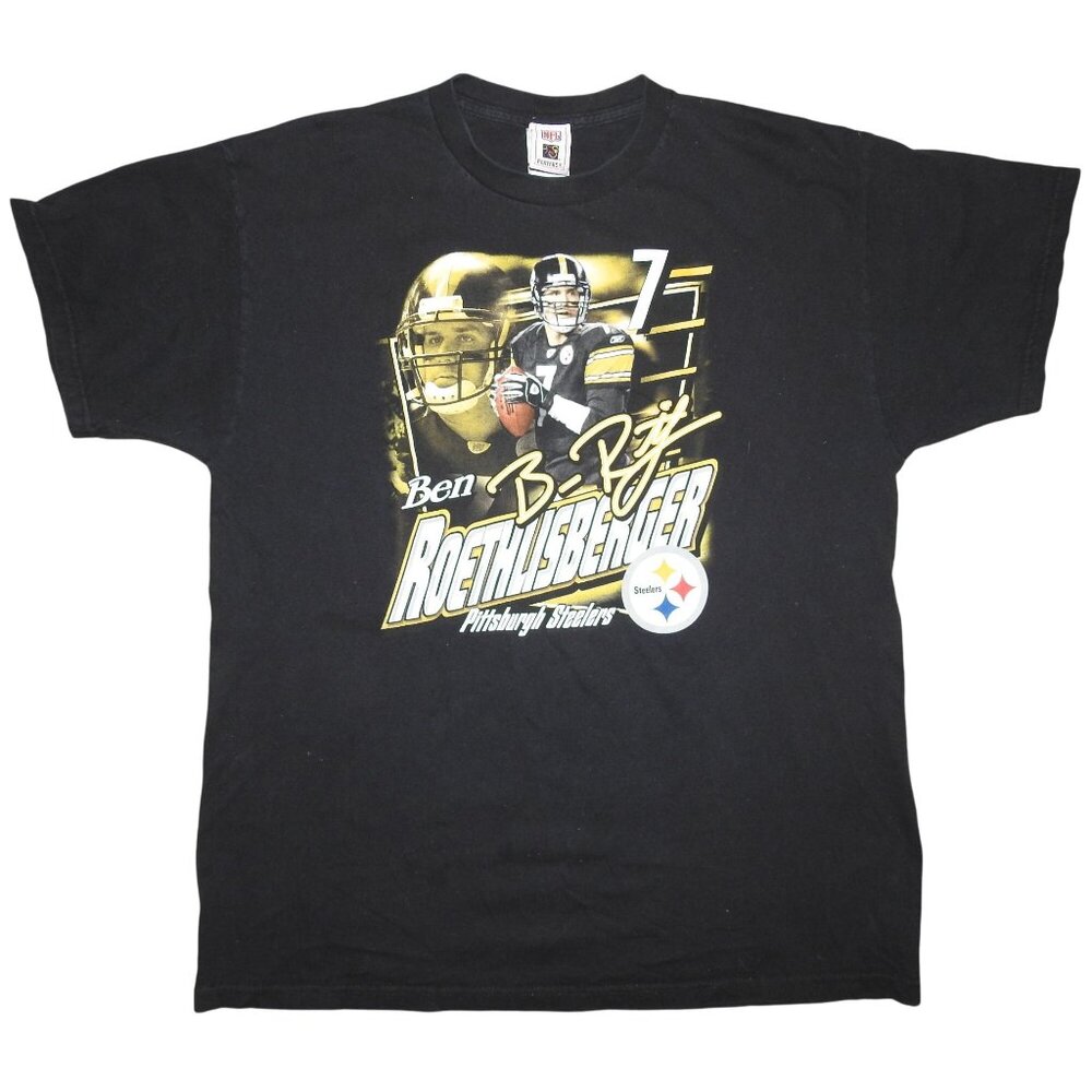 Vintage Ben Roethlisberger NFL Players Black Graphic T-Shirt Men's XL